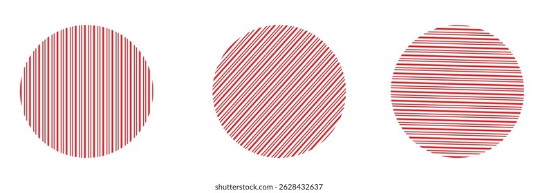Vertical, horizontal, diagonal stripes in circle - vector for print or design on white background.