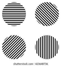 vertical, horizontal, diagonal stripes in circle - vector for print or design