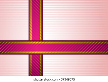 Vertical and horizontal gift bands over striped background