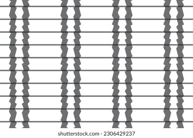 Vertical and horizontal of jigsaw stripe pattern vector. Design zigzag lines transparent black on white background. Design print for illustration, texture, wallpaper, background. Set 5