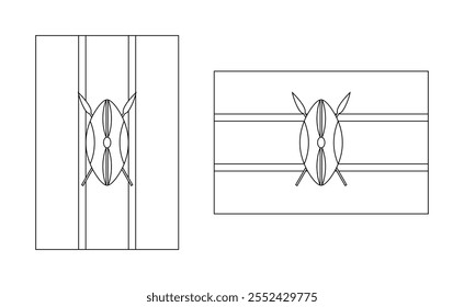 vertical e horizontal bandeira quênia outline. vetor ilustração