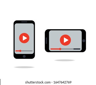 Aplicación de reproductor multimedia vertical y horizontal en el smartphone negro