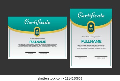 Diseño de vectores de plantilla de certificado moderno vertical y horizontal
