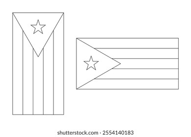 vertical and horizontal outline of cuba or puerto rico flag. vector illustration