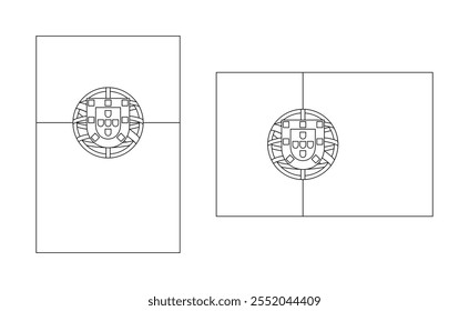 contorno vertical e horizontal da bandeira de portugal. ilustração vetorial