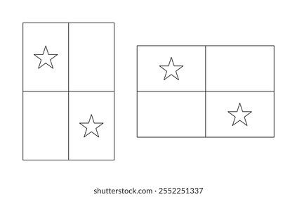 vertical and horizontal panama flag outline. vector illustration
