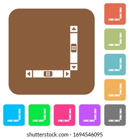 Vertical and horizontal scroll bars flat icons on rounded square vivid color backgrounds.