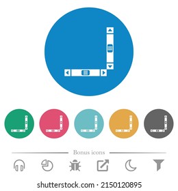 Vertikale und horizontale Bildlaufleisten flache weiße Symbole auf runden Farbhintergründen. 6 Bonussymbole sind im Lieferumfang enthalten.