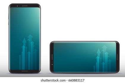 Vertical and Horizontal Smart Phone Vector Illustration.