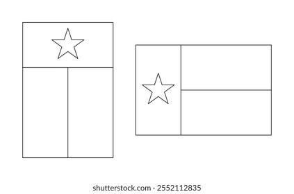 vertikale und horizontale Texas-Flag-Umrisse. Vektorgrafik