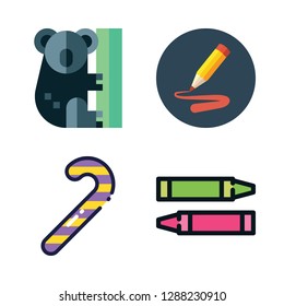 vertical icon set. vector set about pencil, candy cane and koala icons set.