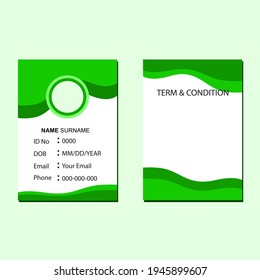 vertical ID card design on green and white background. designs for identity templates.