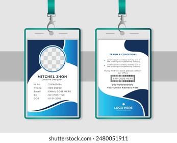 Vertical Plantilla de diseño de tarjeta de identificación. Plantilla de tarjeta de identificación moderna y minimalista. Diseño de tarjeta de identificación creativa para el empleado de su empresa.