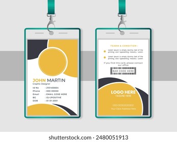 Vertical Id card design Template. Modern and minimalist id card template. Creative id card design for your company employee.