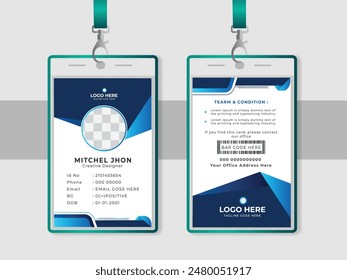 Vertical Id card design Template. Modern and minimalist id card template. Creative id card design for your company employee.