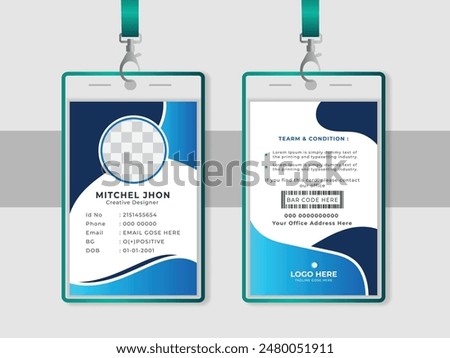 Vertical Id card design Template. Modern and minimalist id card template. Creative id card design for your company employee.