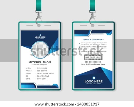 Vertical Id card design Template. Modern and minimalist id card template. Creative id card design for your company employee.