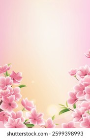 vertical illustrations design a background of blooming peach blossoms