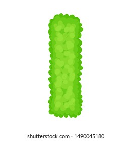 Vertical image of a row of bushes. View from above. Vector illustration on a white background.