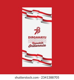 Vertical indonesia independence day celebration banner or post social media concept