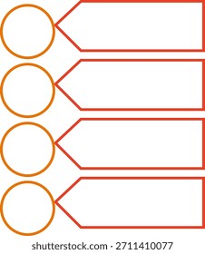 Vertical infographic with 4 horizontal red line steps and icons for business process.