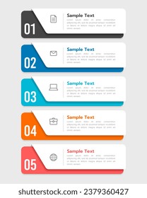 Vertical infographic 5 steps or options. Vector illustration.