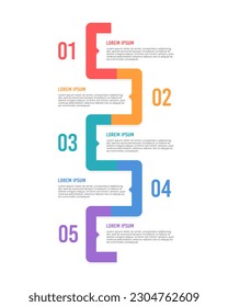 Vertical Infographic 5 steps to success. Vector illustration.