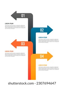 Vertical infographic arrows 4 options. Vector illustration.