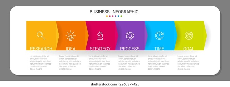 Vertical infographic design with icons and 6 options or steps. Thin line. Infographics business concept. Can be used for info graphics, flow charts, presentations, mobile web sites, printed materials.