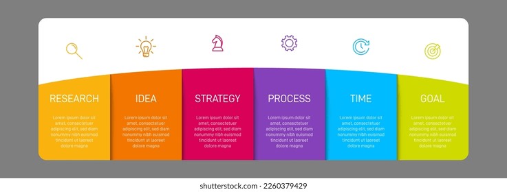 Vertical infographic design with icons and 6 options or steps. Thin line. Infographics business concept. Can be used for info graphics, flow charts, presentations, mobile web sites, printed materials.