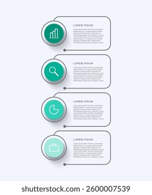 Vertical Infographic design template with 4 steps and icons