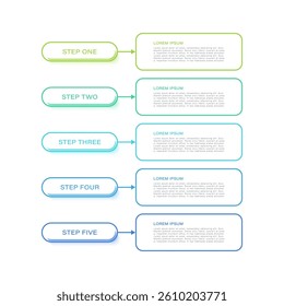 Vertical infographic design template with five steps or options for presentations or reports