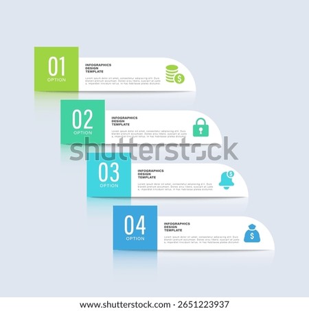 Vertical infographic layout with 4 steps or processes. Timeline, instructions or template for reports and presentations