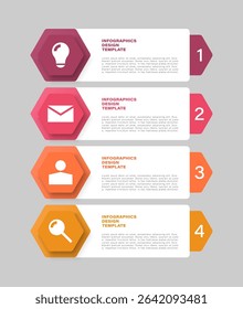 Vertical infographic layout with four steps. Business and marketing infographic design template with icons