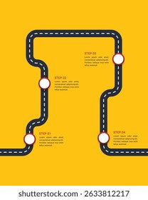 Vertikale Infografik der Roadmap mit 4-Stufen-Prozess