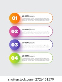 Modelo infográfico vertical com processos de 4 etapas. Layout de vetor para visualização de dados.