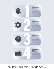 Modelo infográfico vertical com 4 passos. Layout de infográfico para apresentações comerciais