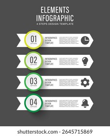 Vertical infographic template with arrows. Four options or processes vector infographic layout