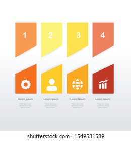 Vertical infographic template design. Business concept info graph with 4 icons, options, steps or processes. Vector visualization can be used for workflow layout, diagram, annual report, web