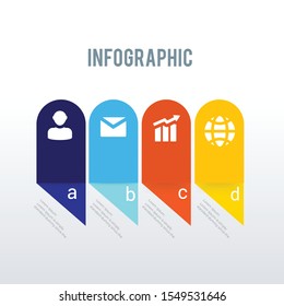 Vertical infographic template design. Business concept info graph with 4 icons, options, steps or processes. Vector visualization can be used for workflow layout, diagram, annual report, web