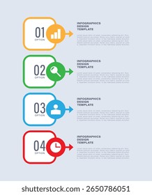 Vertical infographic template. Four steps vector infographic layout with business icons