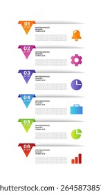 Vertical infographic template with icons. Six steps or step by step instructions, presentation slide template