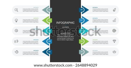 Vertical infographic timeline 10 steps template. Timeline, Business presentation. Vector illustration.