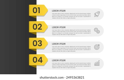 Vertical infographic timeline 4 steps to success template. Timeline, Milestone, Roadmap, Business presentation. Vector illustration.