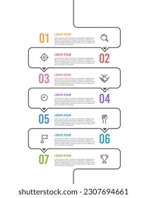 Vertical infographic timeline 7 steps to success. Milestone, Roadmap, Timeline. Vector illustration.