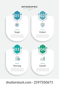 Vertical Infographic Timeline Template. 4 Step timeline journey, calendar Flat simple infographics design template. presentation graph. Business concept with 4 options, vector illustration.