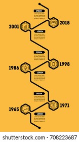 Vertical Infographic timeline. Vector web template for business presentation. Time line of tendencies and trends graph. Business concept with 6 options, parts, steps or technology processes