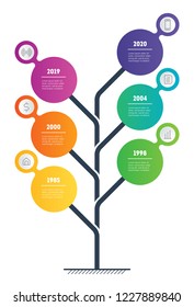 Vertical infographics. Tree of development and growth of the business. Info graphic with six points or parts. Business presentation or Timeline concept with 6 options, steps or processes.