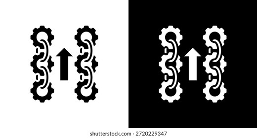Ícone Integração Vertical preenchido com preto e branco.