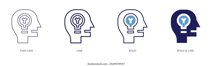 Vertical integration strategy icon in 4 different styles. Thin Line, Line, Bold, and Bold Line. Duotone style. Editable stroke.